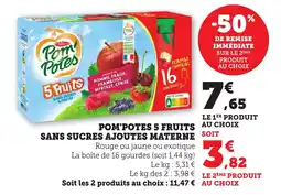 Bi1 MATERNE Pom'potes 5 fruits sans sucres ajoutes offre