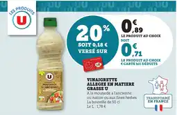 Bi1 U Vinaigrette allegee en matiere grasse offre