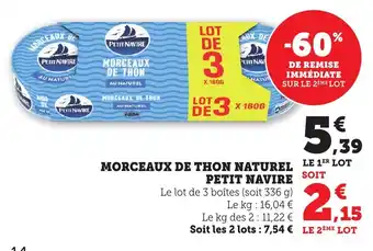 Bi1 PETIT NAVIRE Morceaux de thon naturel offre