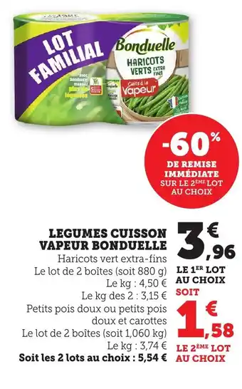 Bi1 BONDUELLE Legumes cuisson vapeur offre