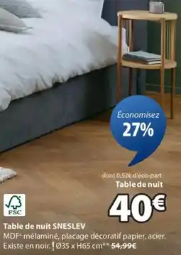 JYSK Table de nuit SNESLEV offre