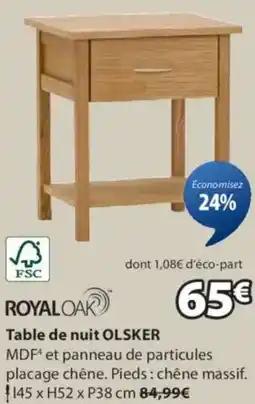 JYSK Table de nuit OLSKER offre