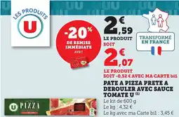 Bi1 U Pate a pizza prete a derouler avec sauce tomate offre
