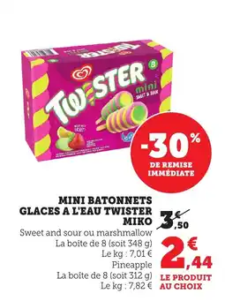Bi1 TWISTER Mini batonnets glaces a l'eau miko offre