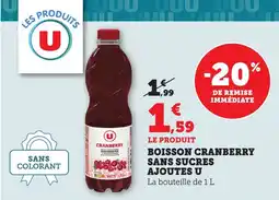Bi1 U Boisson cranberry sans sucres ajoutes offre