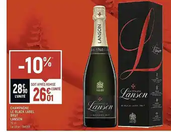 Casino Shop Champagne Le Black Label Brut Lanson offre