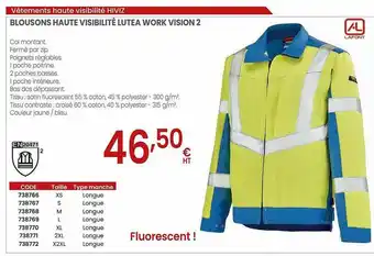 Au Forum du Bâtiment Blousons Haute Visibilité Lutea Work Vision 2 offre