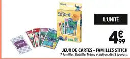 Supeco Disney Stitch Jeux de Cartes - Familles Stitch offre