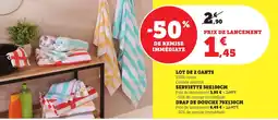 Bi1 Lot de 2 gants serviette 50x100cm drap de douche 70x130cm offre