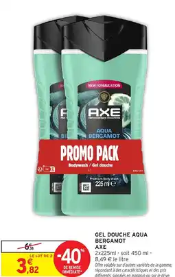 Intermarché Express Gel douche aqua bergamot axe offre