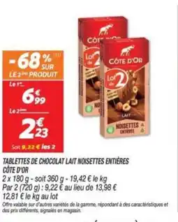 Netto CÔTE D'OR Tablettes de chocolat lait noisettes entières offre