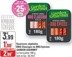 G20 Saucisses végétales BBQ Classique ou BBQ Epicées Garden Gourmet offre
