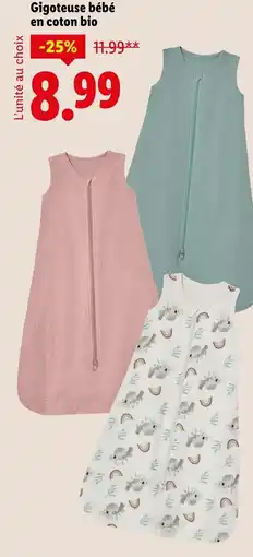 Lidl Gigoteuse bébé en coton bio offre