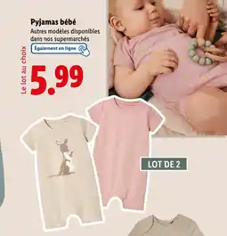 Lidl Pyjamas bébé offre