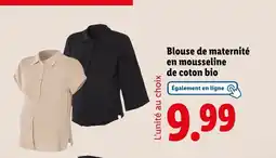 Lidl Blouse de maternité en mousseline de coton bio offre