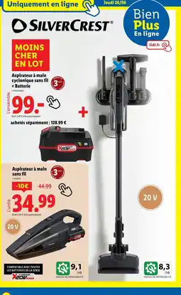 Lidl SILVERCREST Aspirateur à main cyclonique sans fil + Batterie offre