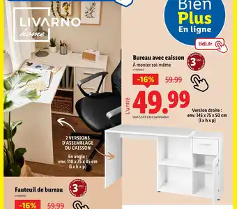 Lidl LIVARNO Bureau avec caisson offre