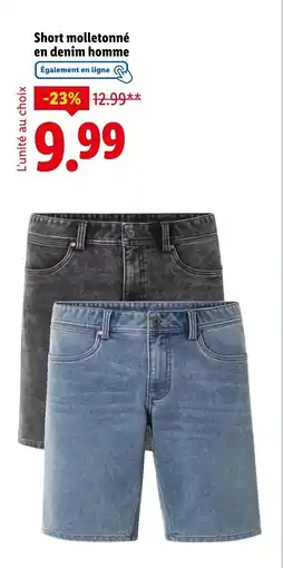 Lidl Short molletonné en denim homme offre
