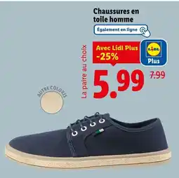Lidl Chaussures en toile homme offre