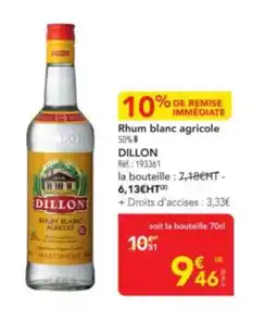 METRO DILLON Rhum blanc agricole offre