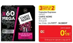 METRO CARTE NOIR Capsules Expresso intensité 9 offre