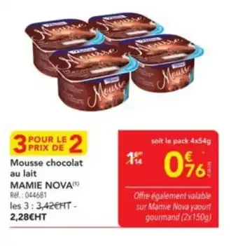 METRO MAMIE NOVA Mousse chocolat au lait offre