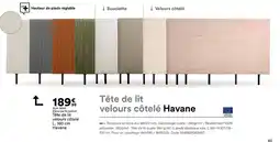 BUT Tête de lit velours côtelé Havane offre