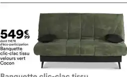 BUT Banquette clic-clac tissu velours vert Cocon offre