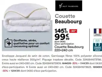 BUT Couette Beaubourg offre