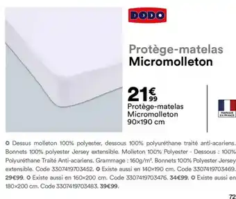 BUT DODO Protège-matelas Micromolleton offre