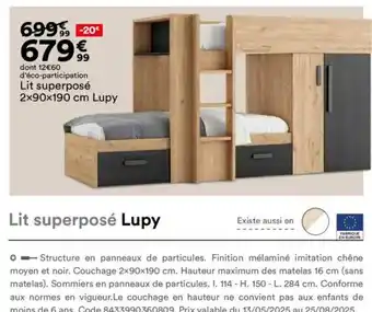 BUT Lit superposé Lupy offre