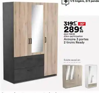 BUT Armoire 3 portes 2 tiroirs Ready offre