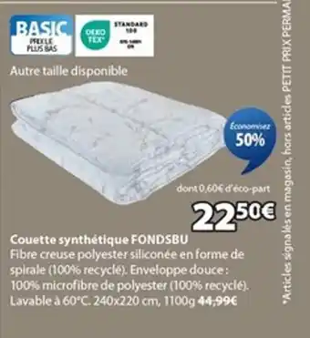 JYSK FONDSBU Couette synthétique offre
