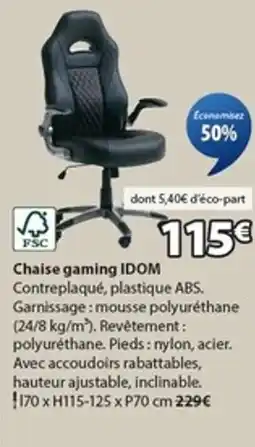 JYSK IDOM Chaise gaming offre