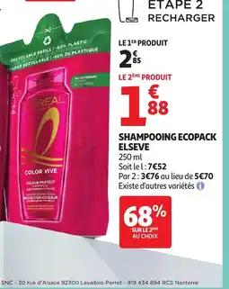 Auchan ELSEVE Shampooing ecopack offre