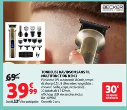 Auchan Tondeuse davidson sans fil multifonction 8 en 1 offre
