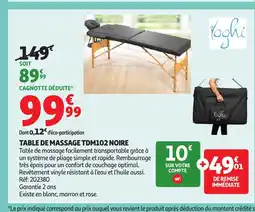 Auchan Table de massage tdm102 noire offre