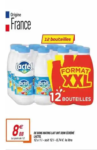 Netto De Bons Matins Lait Uht Demi écrémé Lactel offre