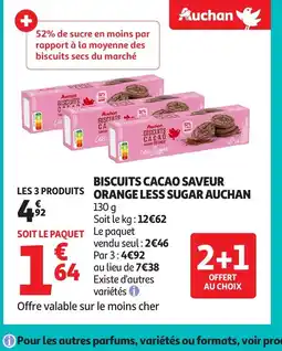 Auchan AUCHAN Biscuits cacao saveur orange less sugar offre