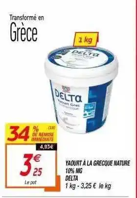 Netto Yaourt à La Grecque Nature 10% Mg Delta offre