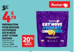 Auchan AUCHAN Préparation pour boisson isotonique eat'n move goût citron offre