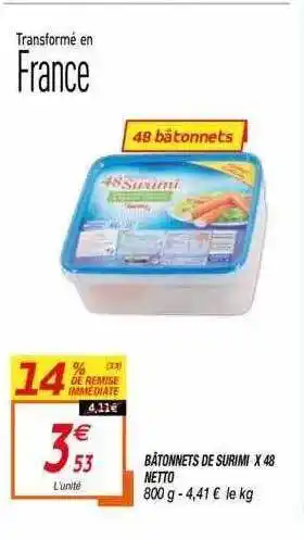 Netto Bâtonnets De Surimi X48 Netto offre