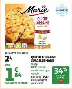 Auchan MARIE Quiche lorraine surgelée offre