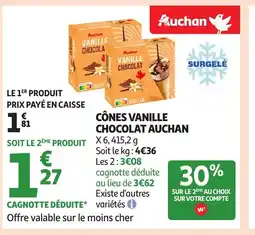 Auchan AUCHAN Cônes vanille chocolat offre