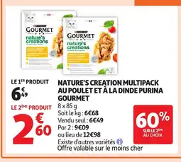 Auchan Nature's creation multipack au poulet et à la dinde purina gourmet offre