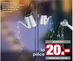 Möbel Martin Lampe solaire Arrosoir, couleur argent offre
