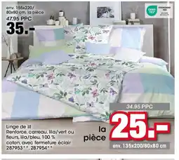 Möbel Martin Linge de lit Renforce, carreau, lila/vert ou fleurs offre