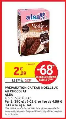 Intermarché PRÉPARATION GÂTEAU MOELLEUX AU CHOCOLAT ALSA offre