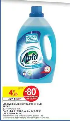 Intermarché LESSIVE LIQUIDE EXTRA FRAICHEUR APTA offre