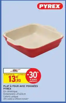 Intermarché Plat à four avec poignées Pyrex offre